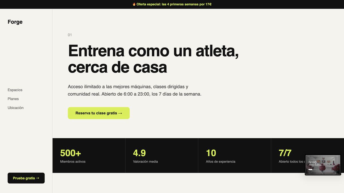 Diseño web de Forge Gym